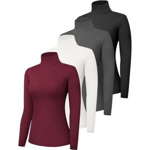 4 Pack Women’s Turtle Neck Long Sleeve Shirts Fall Fashion Turtleneck